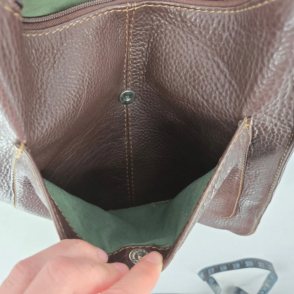 Brown Genuine Leather Crossbody Bag Adjustable Strap Distressed Vintage